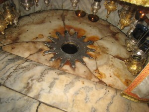 Birthplace of Jesus in the cave of Bethlehem, previously a shrine to Adonis.